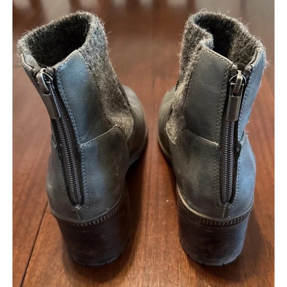 Buckle B Women's Size 9 Gray Ankle Boots Knit Panels Back Zip Block Heel